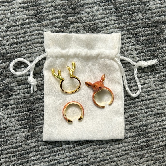Disney Bambi deer gold ring set of 3 adorable novelty movie size 7✨ - Picture 2 of 9